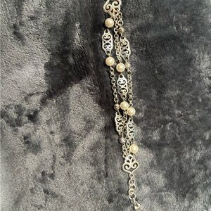 Brighton Silver & Pearl Heart Bracelet – 10” Adjustable